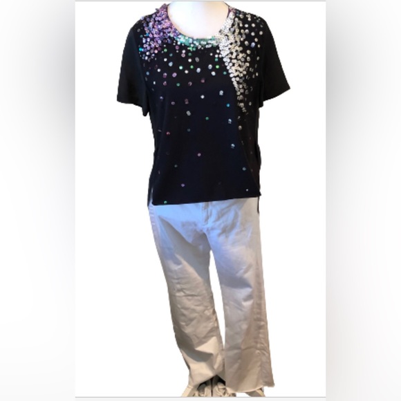 Phillip Lim Overlapped Side Seam T-shirt with Embellishment Women Size M - Picture 12 of 13